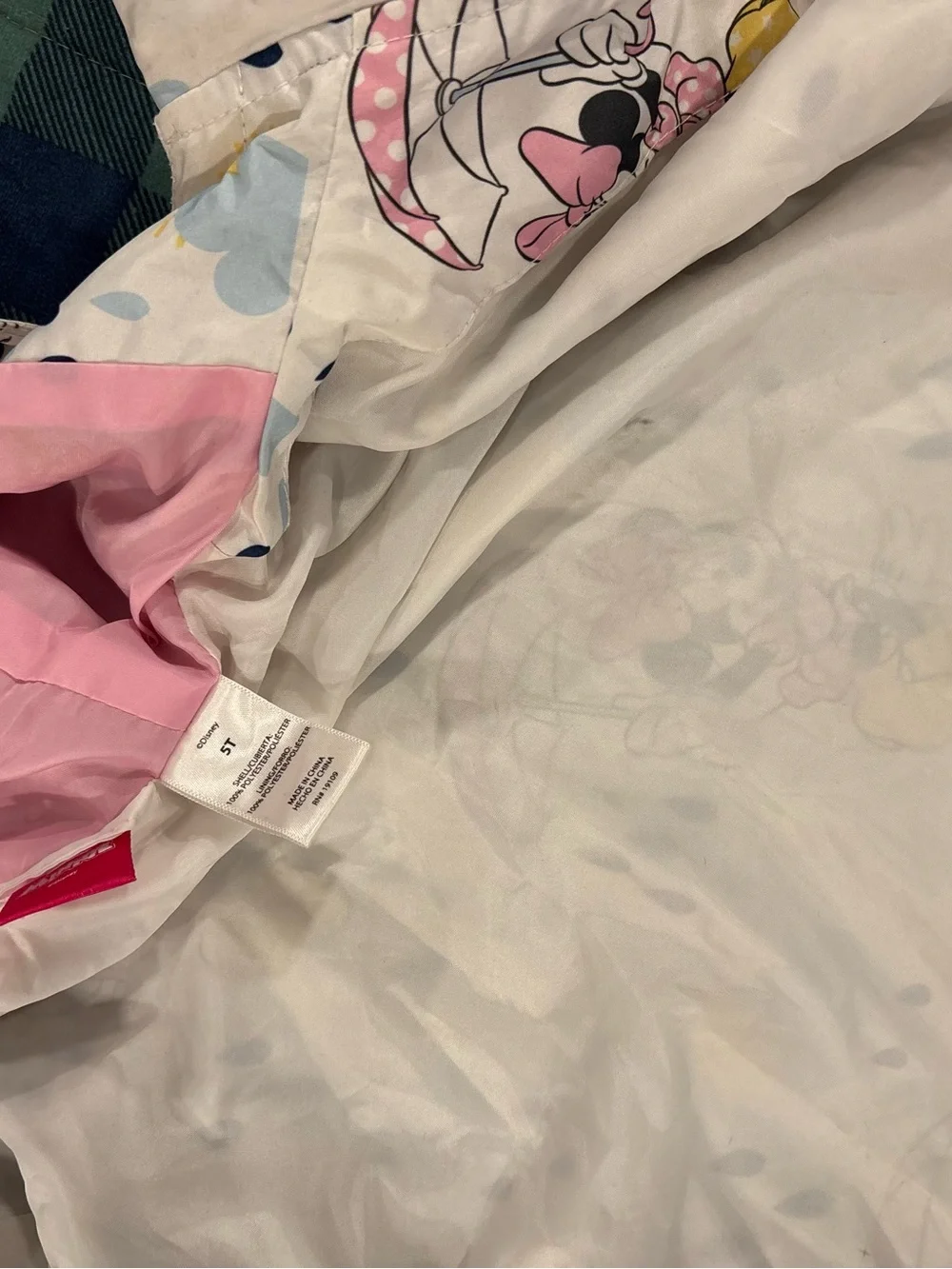 Disney Minnie Mouse White and Pink Hooded Rain Jacket
